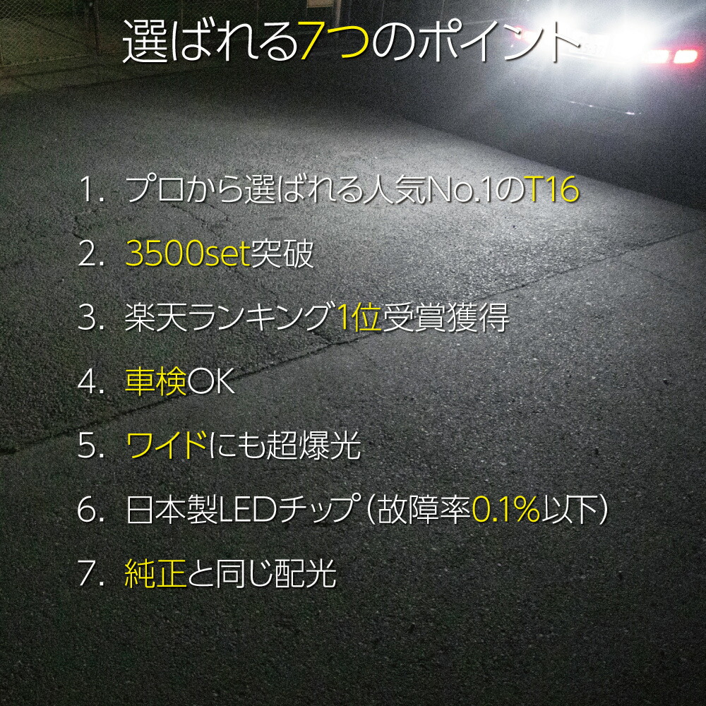 HID屋 T16 LED バックランプ 爆光 実測5000lm 日本製LEDチップ 36基搭載 無極性 6500k 2個セット：HID屋