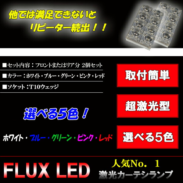 デリカ D:5 CV1W CV2W CV4W CV5W LEDカーテシランプ 選べる5色 ホワイト ブルー グリーン ピンク レッド T10 8連LED 三菱 ミツビシ デリカD5 内装品 室内灯 ドア ルームランプ 電球 LED球 LEDバルブ LEDライト カスタム パーツ 車用品 カー用品 前ドア分 2個：ファイブ・パーツ
