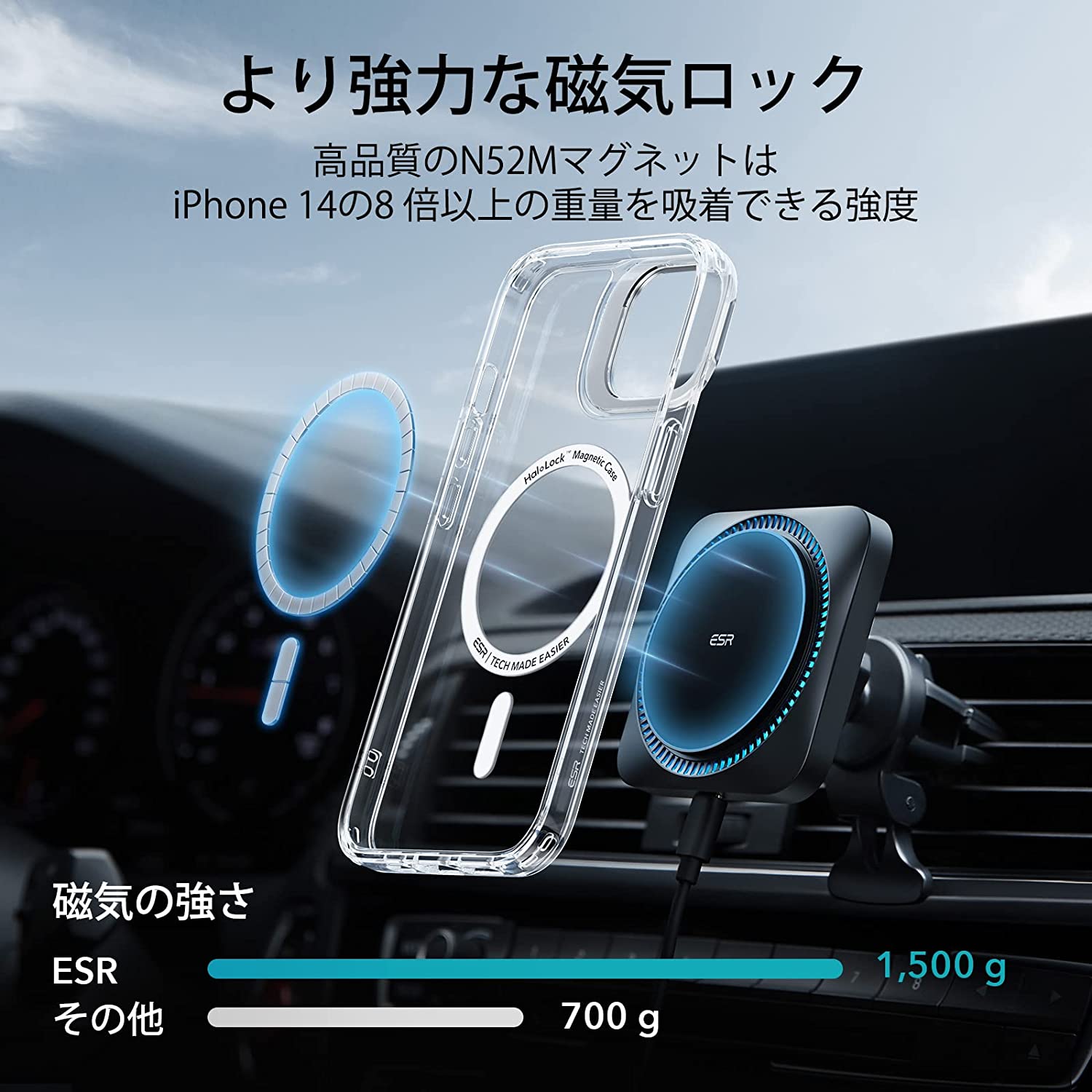 ESR iPhone 14 13 14 Plus 14 Pro Max ケース キックスタンド HaloLock 付きケース MagSafe 対応 スタンド付き 米軍MIL規格の保護 カメラリング スタンド内蔵 傷防止背面 クリア Classic Kickstand Case with HaloLock for iPhone 14 13 14 Plus 14 Pro Max ：ナイコムオンラインストア