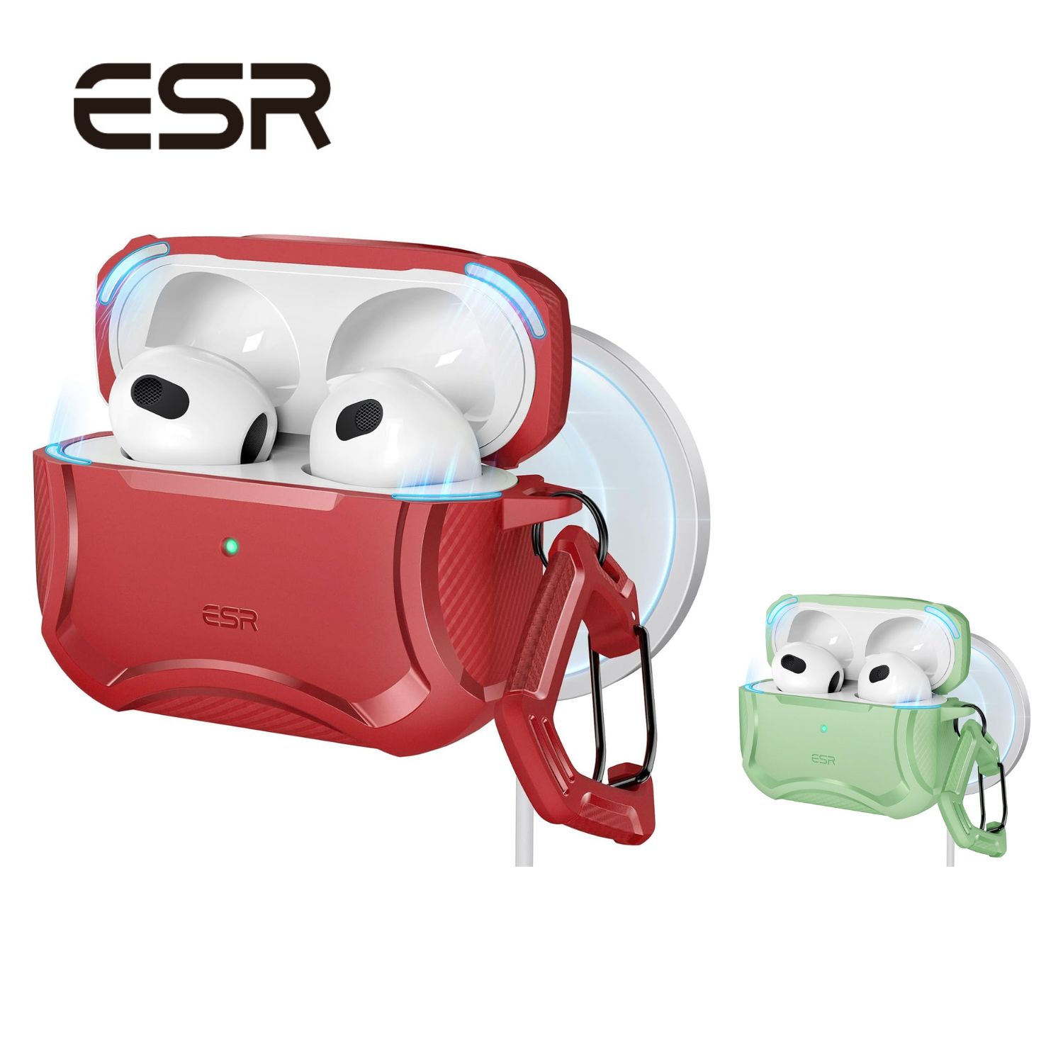 ESR AirPods Pro 第2 1世代ケース（HaloLock）AirPods Pro 対応 タフケース HaloLock付き 磁気ロック式フタ