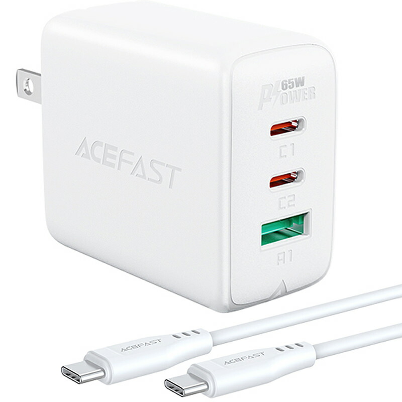 AceFast ブランド 急速充電器 PD 65w AC チャージャー ACアダプター USBアダプター ケーブルセット 充電器 USB-C 3ポート 3台同時充電 高速充電 AC充電器 折りたたみ式 タイプC タイプA Type-C iPhone iPad MacBook スマホ ノートパソコン タブレット エースファスト A15：ZEROA（ゼロア）