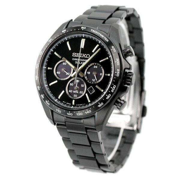 セイコーセレクション ソーラークロノグラフ 流通限定モデル ソーラー メンズ 腕時計 SBPY169 SEIKO SELECTION オールブラック 黒：腕時計のななぷれ