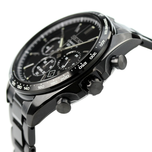 セイコーセレクション ソーラークロノグラフ 流通限定モデル ソーラー メンズ 腕時計 SBPY169 SEIKO SELECTION オールブラック 黒：腕時計のななぷれ