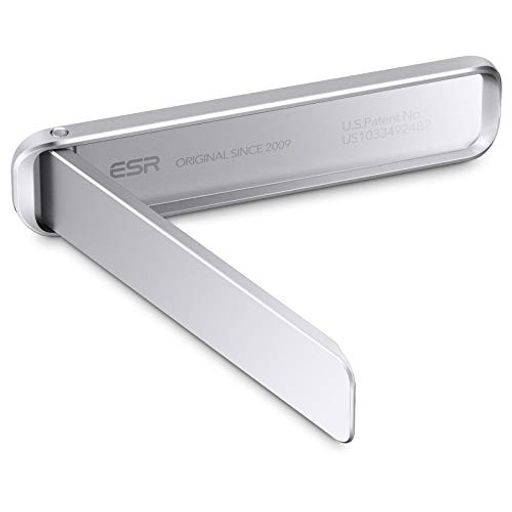 ESRスマホキックスタンドメタル縦置き横置き対応スタンド角度調節可能iPhone16 15 14 13 12シリーズ対応SamsungGalaxyS24 S23 S22 S21シリーズなど多機種対応-シルバー