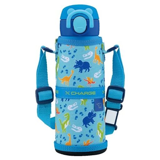 象印水筒480ml 洗いやすいシームレスせんキッズ入園・入学ポーチつき保温・保冷ワンタッチマグダイナソーブルーSM-UA48-AJ